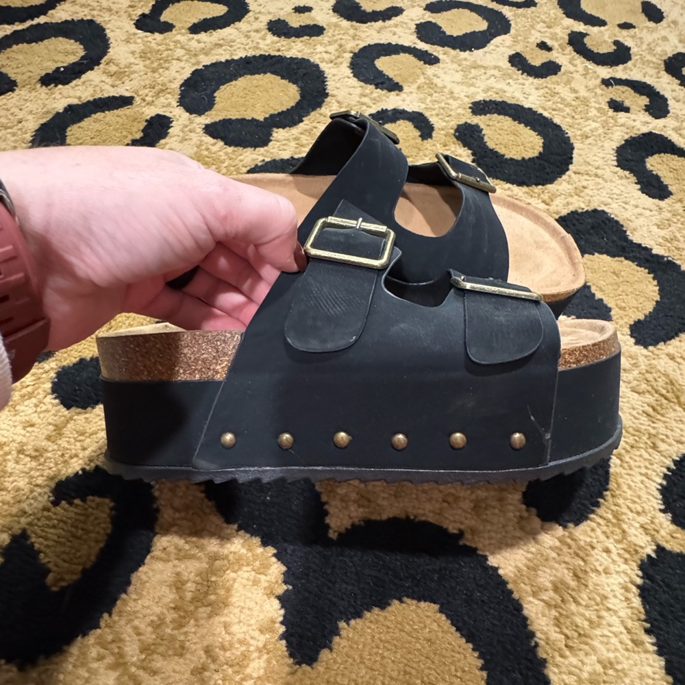 Bamboo platform strap sandal size 9 NEW